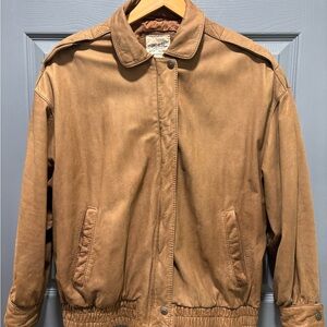 Vintage Brass Plum Nordstrom Women’s Tan Brown Bomber Leather Jacket